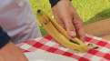 Banaan met chocolade van de barbecue