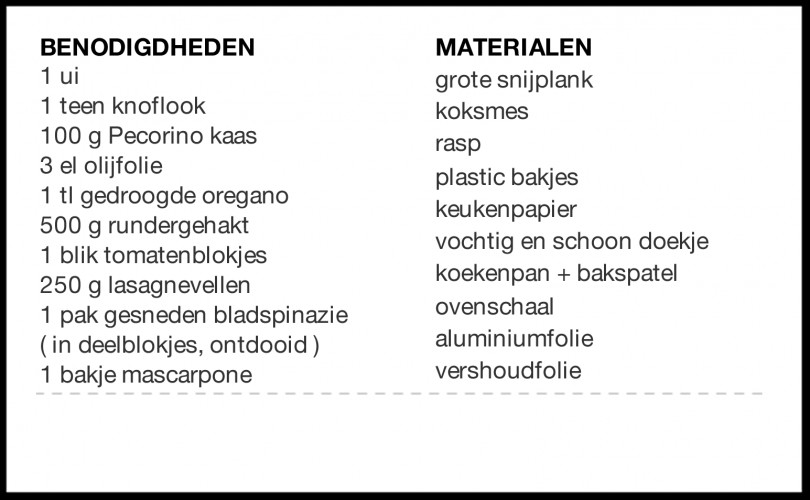 AHKL Lasagne Basis ReceptLijst 
