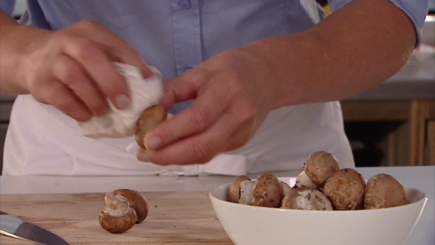 Paddenstoelenrisotto spinazie stap1