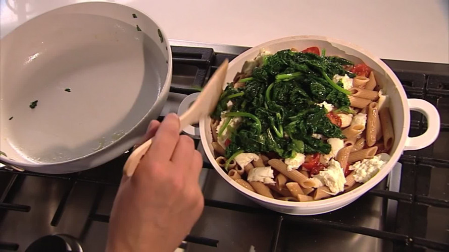 Penne met spinazie stap 8