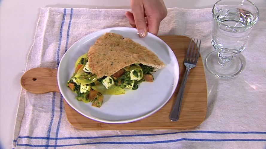 Spinaziecurry met kaas en naanbrood stap 7