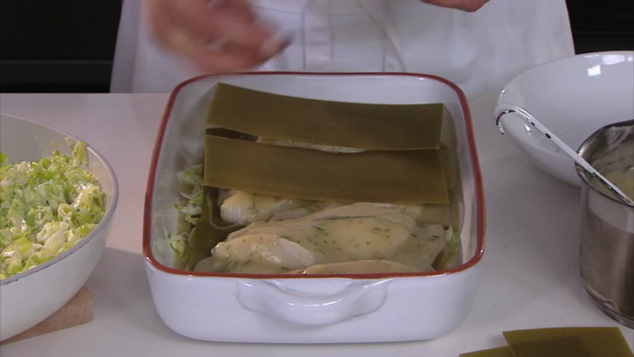 Vislasagne met prei stap 12
