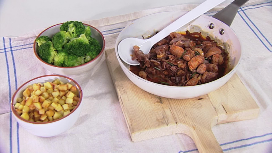 Kip in rode wijnstoof stap 7