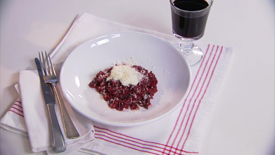 Risotto met rode wijn en slagroom stap 9