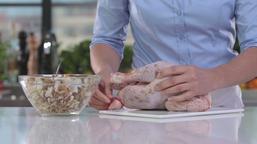 Kalkoen gevuld met paddenstoelen stap 4