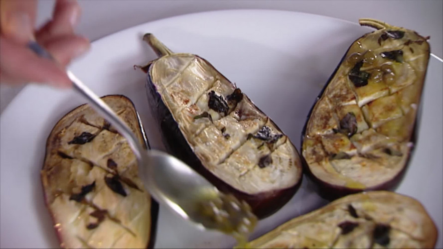 Geroosterde aubergines stap 8