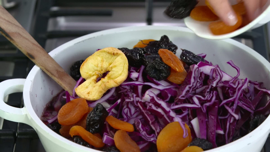 Rodekool met tutti frutti stap 3