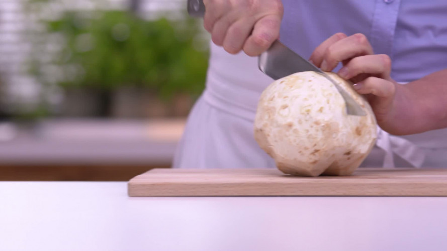 Knolselderij met pesto stap 1