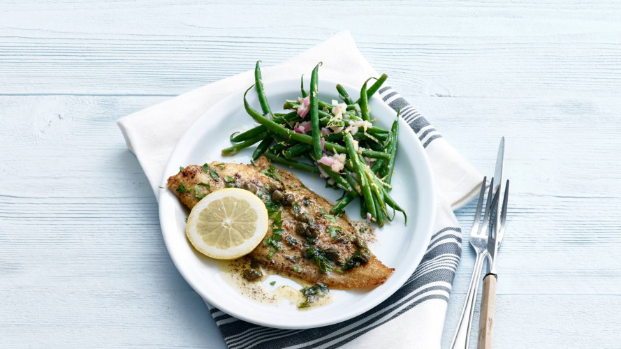 Tong met gebruinde boter & haricots verts