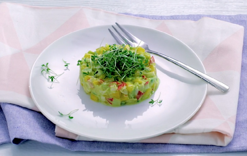 Krabtartaar met avocado en mango 