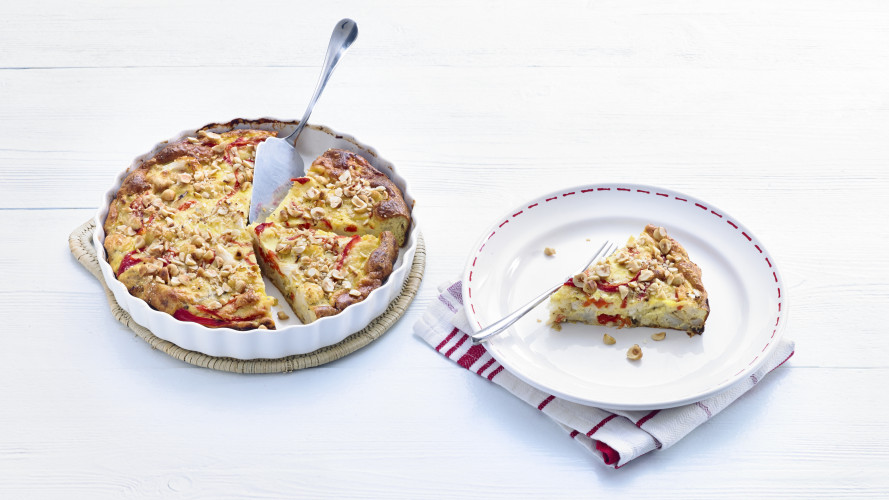 Bloemkoolfrittata met paprika en hazelnoten