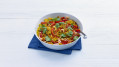 Couscous met gestoofde paprika en garnalen