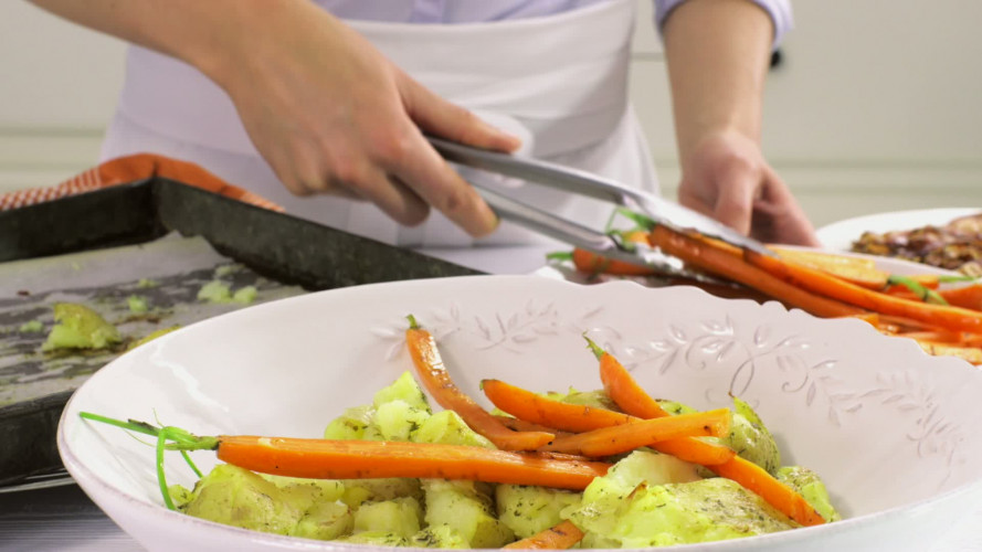 Crunchy aardappelen met bospeen en spek stap 8