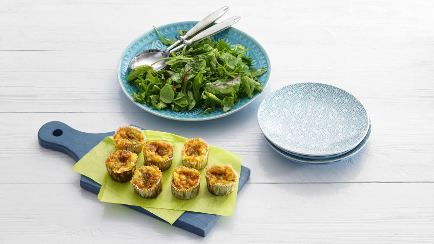 Minifrittata met chorizo en courgette