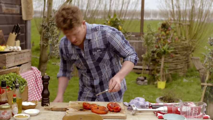 Gerookte entrecote met romesco