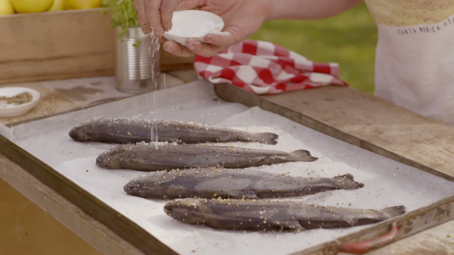 Forel met verse kruiden en citroen stap 3