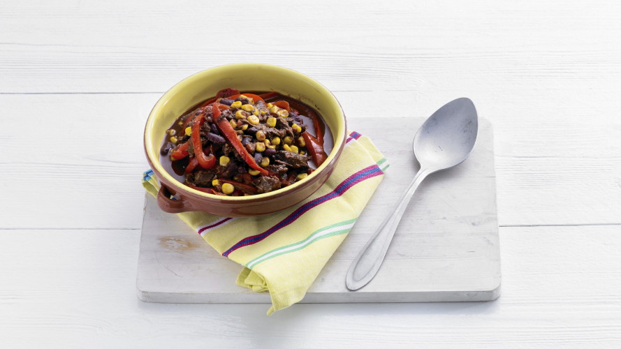 Chili con carne met stoofvlees, koffie en chocolade