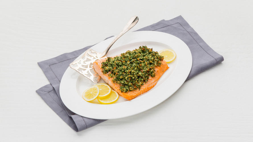 Zalm met kruidenkorst