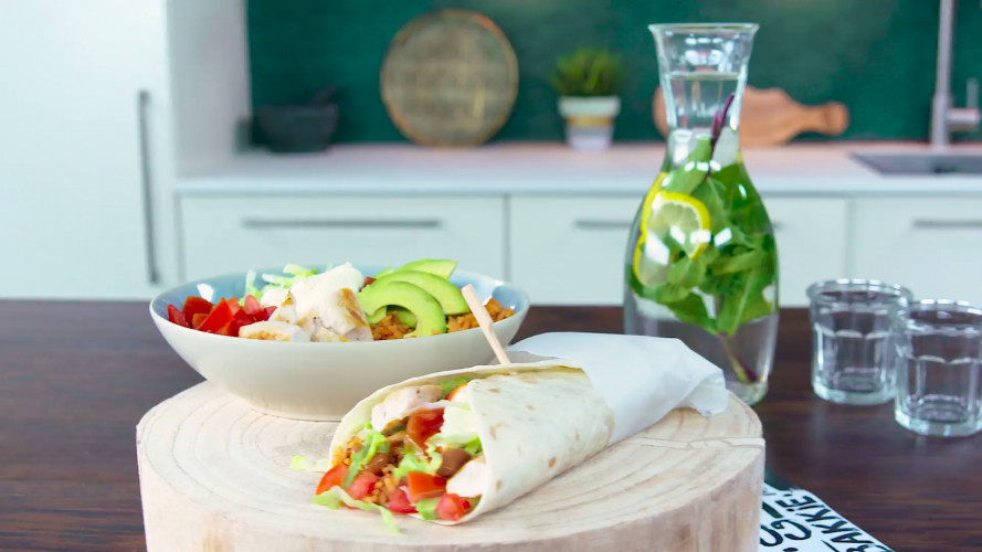 Burritobowl (of wrap) met gegrilde kip