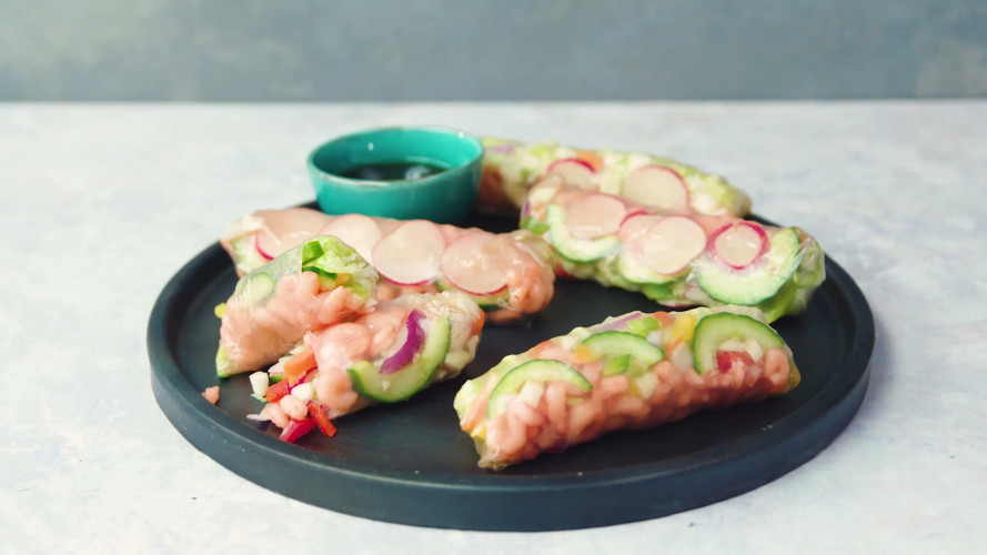 Volkoren-springrolls  met garnalen