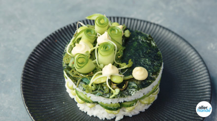 Welp Vegetarisch taartje van sushi met avocado en edamame - Recept BS-32