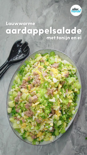 Lauwwarme aardappelsalade met tonijn en ei