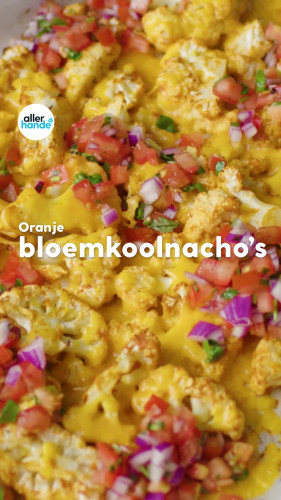 Oranje bloemkoolnacho's