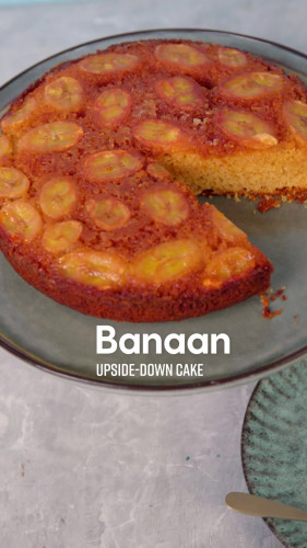 Upside downcake met banaan en karamel