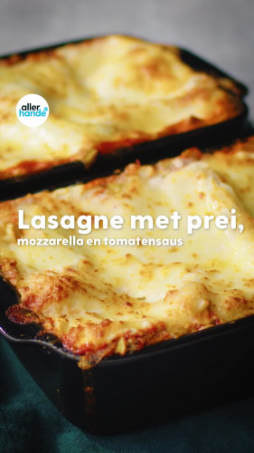 Vegetarische lasagne met prei en mozzarella