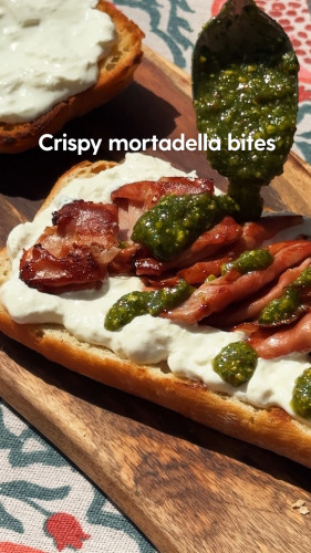 Crispy mortadella bites